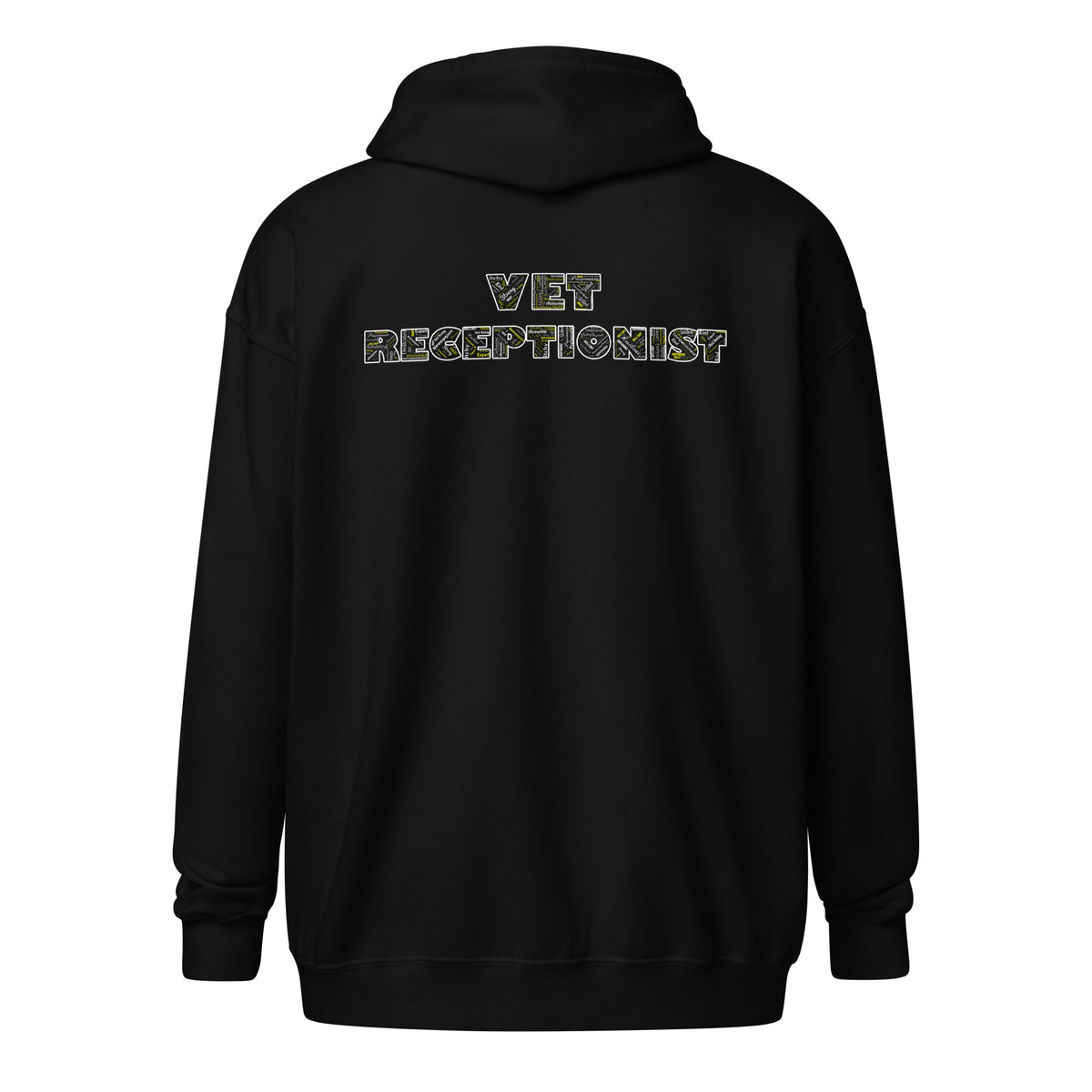 Vet Receptionist Typography Unisex Zip Hoodie-Unisex Zip Hoodie | Gildan 18600-I love Veterinary