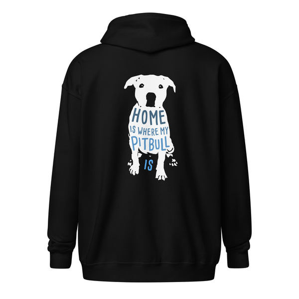 Home is where my Pitbull is Unisex Zip Hoodie-Unisex Zip Hoodie | Gildan 18600-I love Veterinary