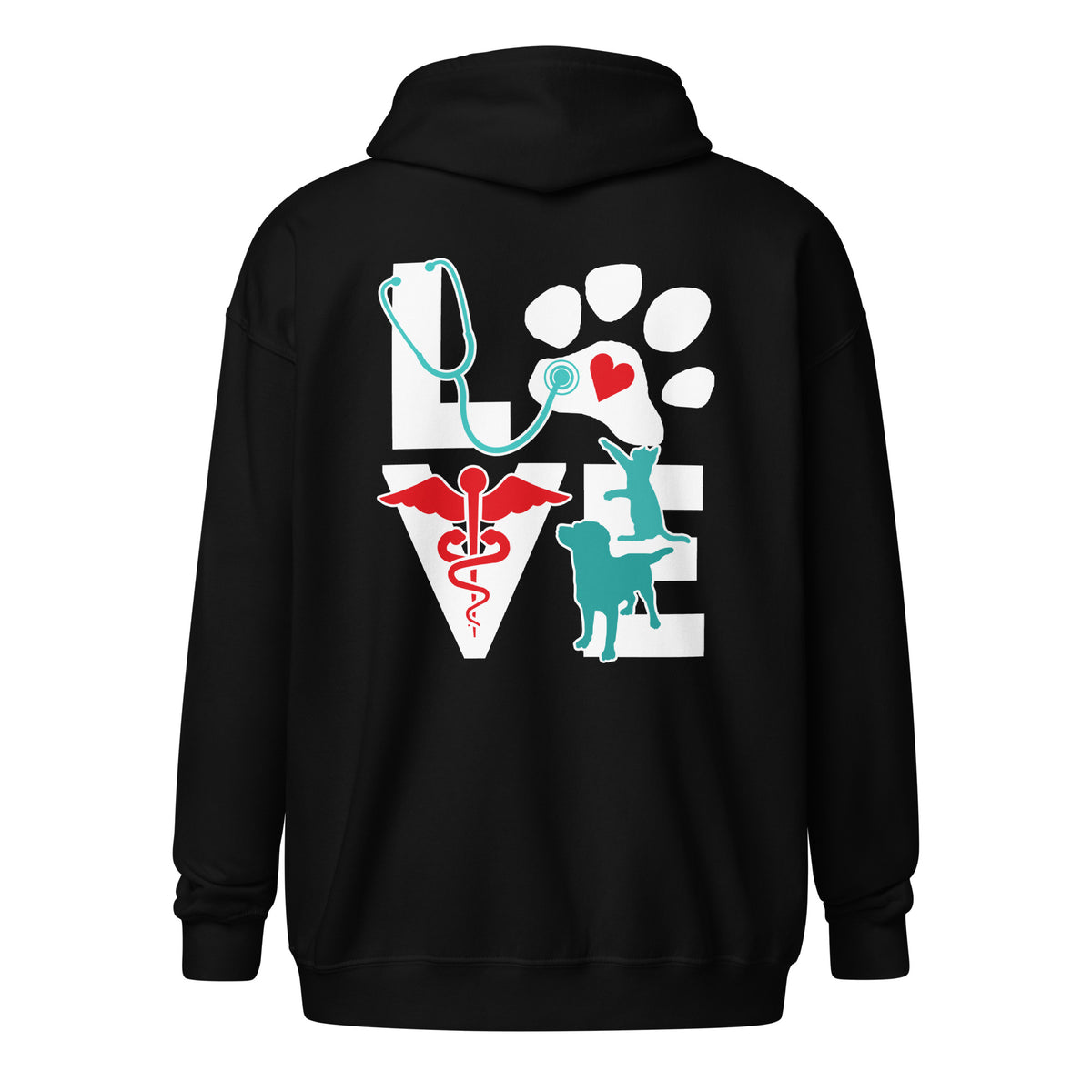 Personalize with your name - Love Dog and Cat Unisex heavy blend zip hoodie-Heavy Blend Adult Zip Hoodie | Gildan G18600-I love Veterinary