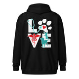 Personalize with your name - Love Dog and Cat Unisex heavy blend zip hoodie-Heavy Blend Adult Zip Hoodie | Gildan G18600-I love Veterinary
