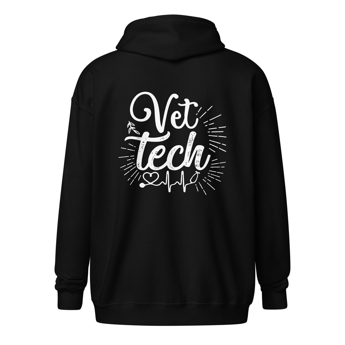 Vet Tech Stethoscope Pulse Unisex Zip Hoodie-I love Veterinary