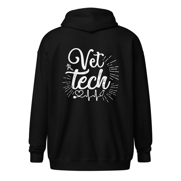 Vet Tech Stethoscope Pulse Unisex Zip Hoodie-I love Veterinary