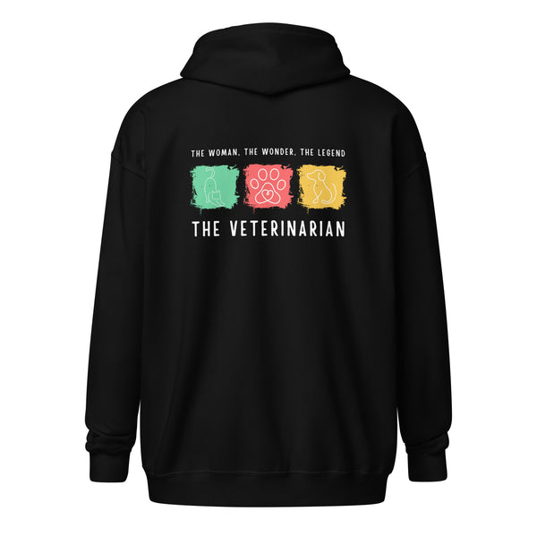 The woman, the wonder, the legend - the Veterinarian Unisex Zip Hoodie-I love Veterinary