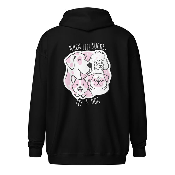 When life sucks pet a dog Unisex Zip Hoodie-I love Veterinary