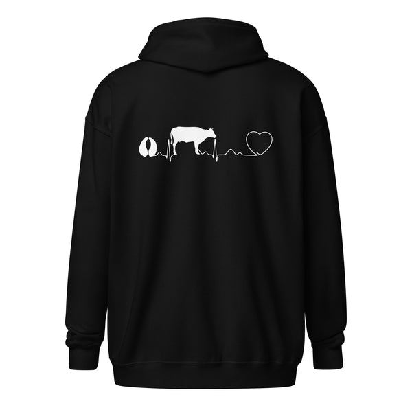 Cow pulse Unisex Zip Hoodie
