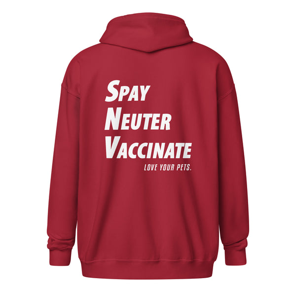 Spay, neuter, vaccinate! Love your pets Unisex zip hoodie-I love Veterinary