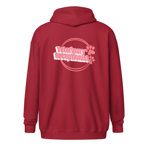 Vet Receptionist circle two paws Unisex Zip Hoodie-I love Veterinary