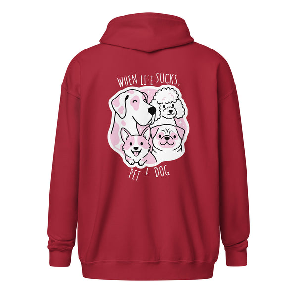 When life sucks pet a dog Unisex Zip Hoodie-I love Veterinary