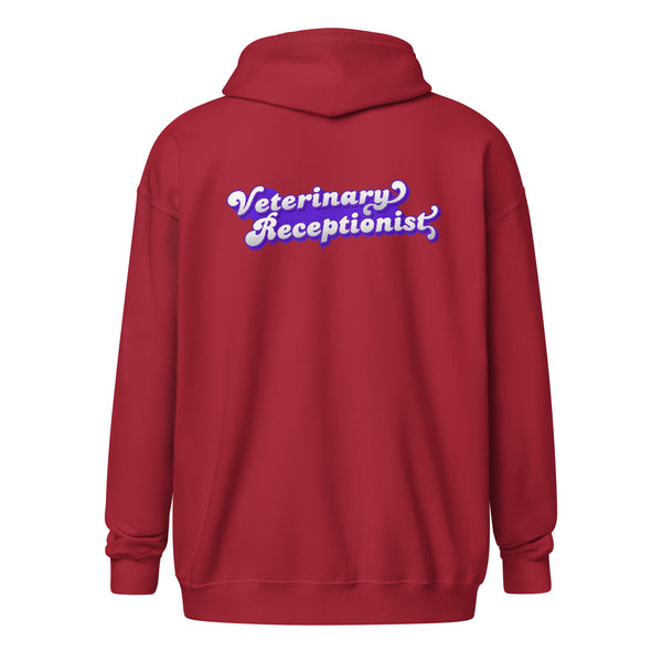 Veterinary Receptionist Unisex Zip Hoodie-I love Veterinary