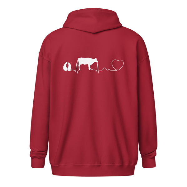 Cow pulse Unisex Zip Hoodie