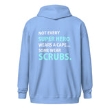 Not every super hero wears a cape... Some wear scrubs Unisex Zip Hoodie-Unisex Zip Hoodie | Gildan 18600-I love Veterinary