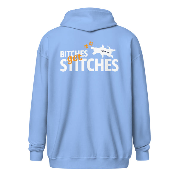 Bitches get stitches Unisex heavy blend zip hoodie-Unisex Zip Hoodie | Gildan 18600-I love Veterinary