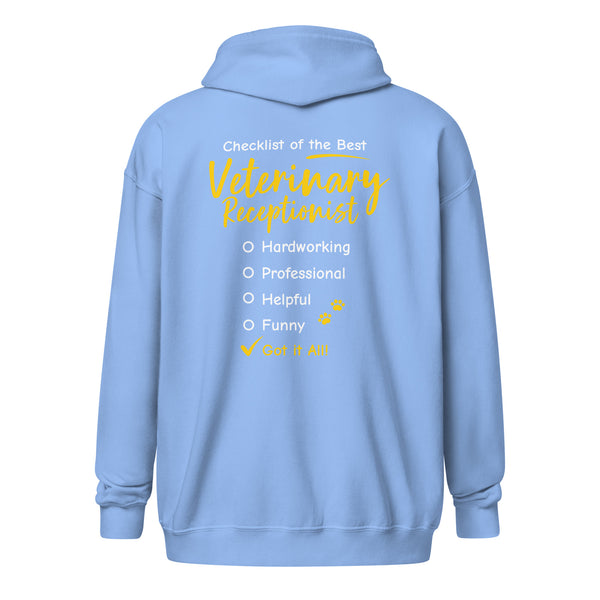 Veterinary Receptionist checklist Zip Hoodie-I love Veterinary