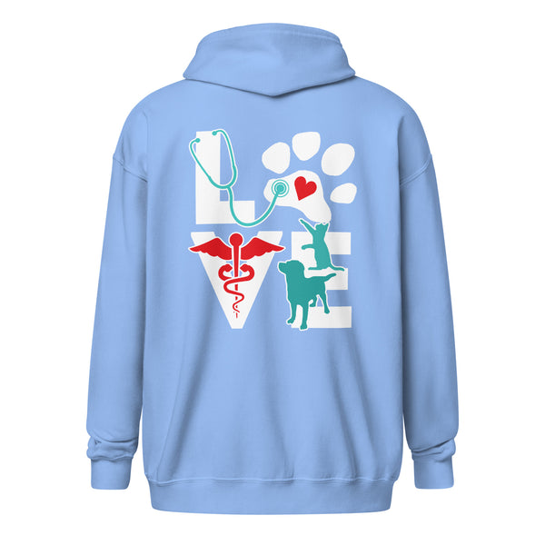 Personalize with your name - Love Dog and Cat Unisex heavy blend zip hoodie-Heavy Blend Adult Zip Hoodie | Gildan G18600-I love Veterinary