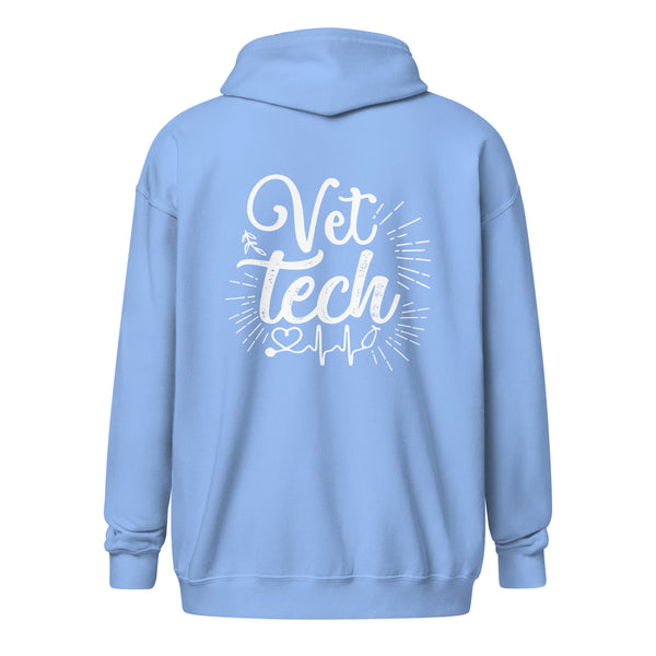 Vet Tech Stethoscope Pulse Unisex Zip Hoodie-I love Veterinary