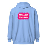 World's best veterinary receptionist color splash Unisex Zip Hoodie-I love Veterinary