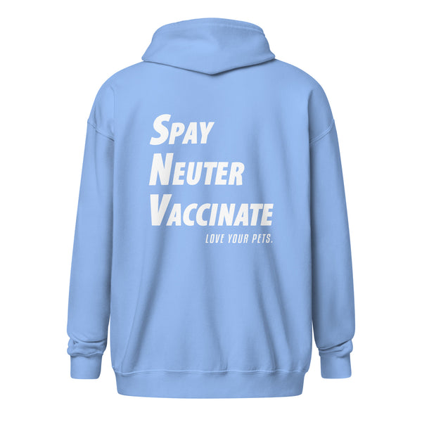 Spay, neuter, vaccinate! Love your pets Unisex zip hoodie-I love Veterinary