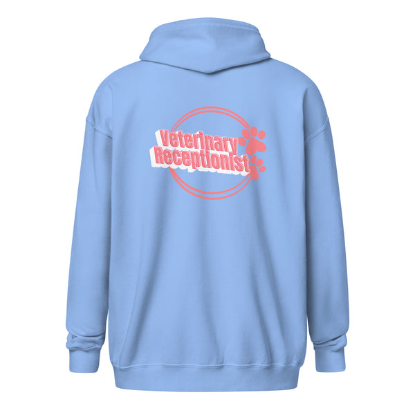 Vet Receptionist circle two paws Unisex Zip Hoodie-I love Veterinary