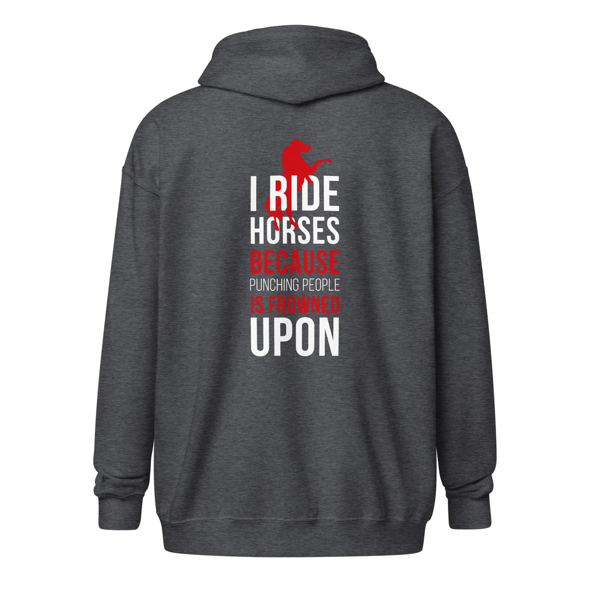 I ride Horses because punching people is frowned upon Unisex heavy blend zip hoodie-Unisex Zip Hoodie | Gildan 18600-I love Veterinary