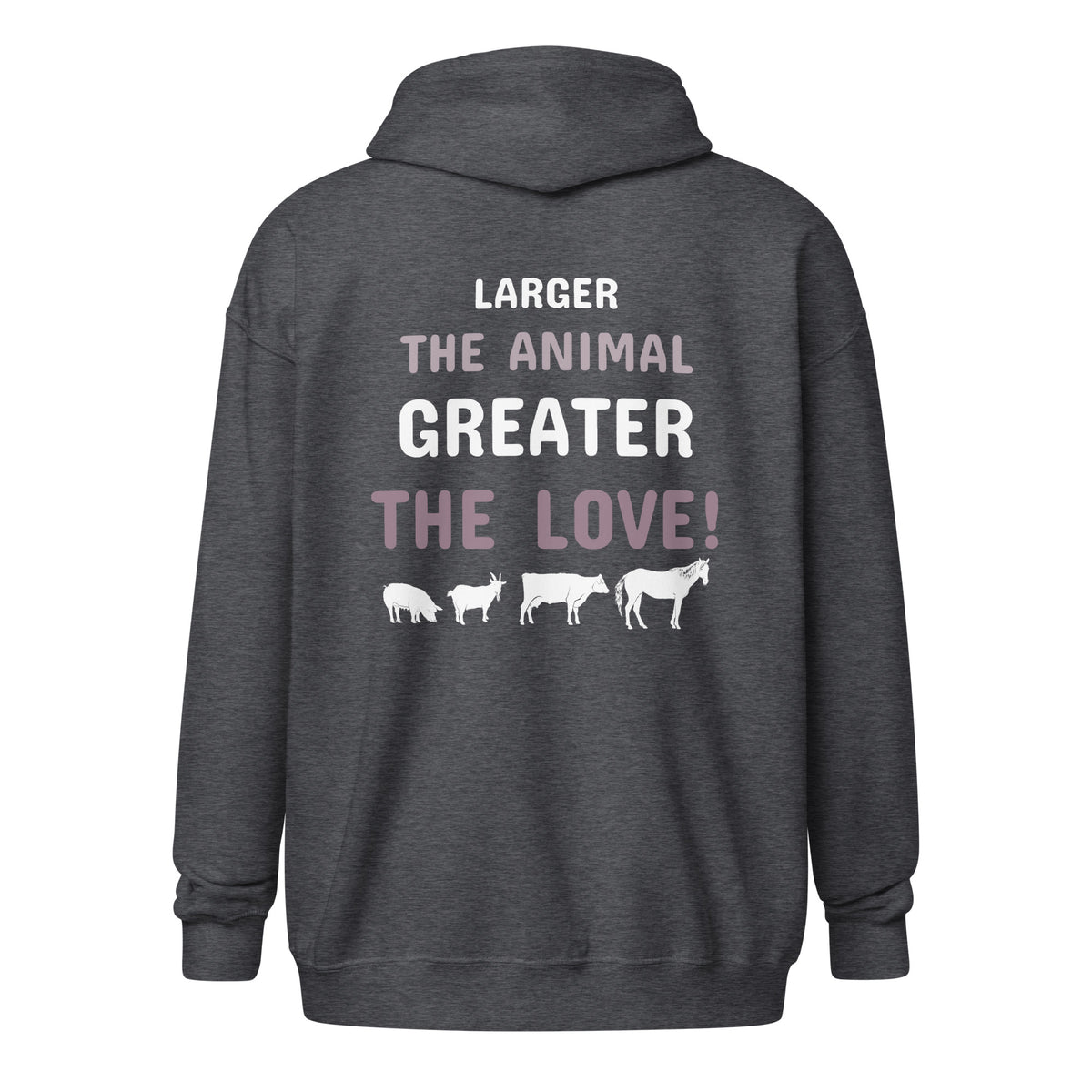 Larger the animal- Greater the love! Unisex Zip Hoodie-Unisex Zip Hoodie | Gildan 18600-I love Veterinary