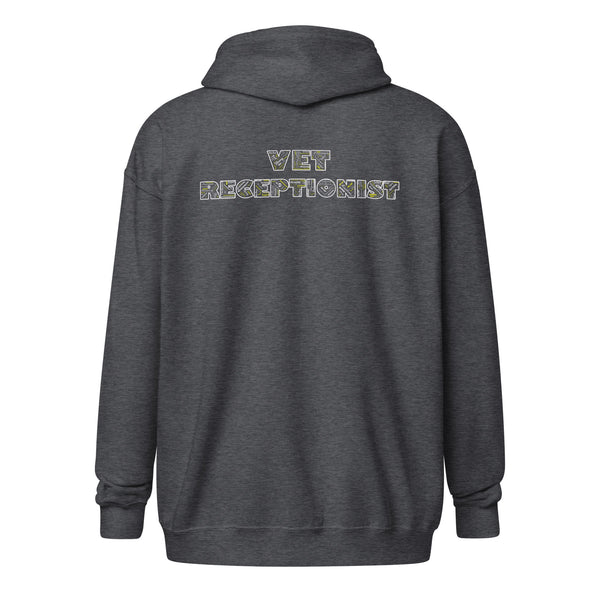 Vet Receptionist Typography Unisex Zip Hoodie-Unisex Zip Hoodie | Gildan 18600-I love Veterinary