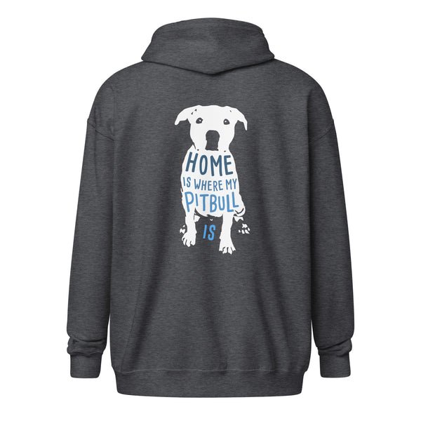 Home is where my Pitbull is Unisex Zip Hoodie-Unisex Zip Hoodie | Gildan 18600-I love Veterinary