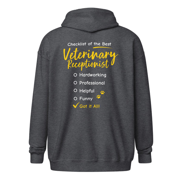 Veterinary Receptionist checklist Zip Hoodie-I love Veterinary