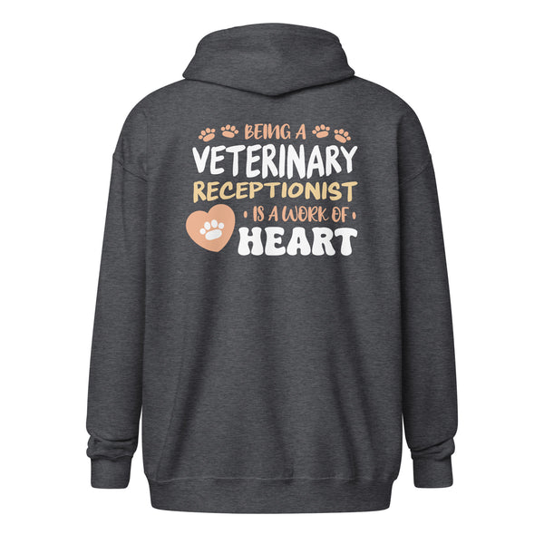 Veterinary receptionist work of heart Zip Hoodie-I love Veterinary