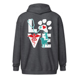 Personalize with your name - Love Dog and Cat Unisex heavy blend zip hoodie-Heavy Blend Adult Zip Hoodie | Gildan G18600-I love Veterinary