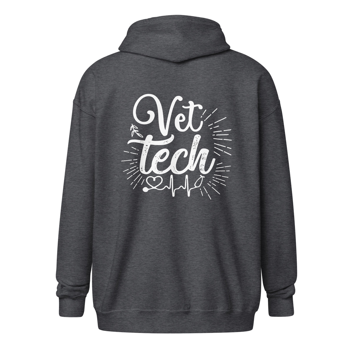 Vet Tech Stethoscope Pulse Unisex Zip Hoodie-I love Veterinary
