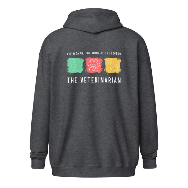 The woman, the wonder, the legend - the Veterinarian Unisex Zip Hoodie-I love Veterinary