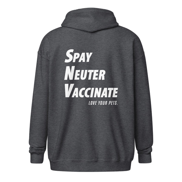Spay, neuter, vaccinate! Love your pets Unisex zip hoodie-I love Veterinary