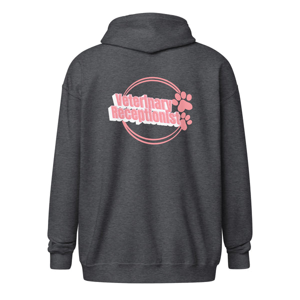 Vet Receptionist circle two paws Unisex Zip Hoodie-I love Veterinary