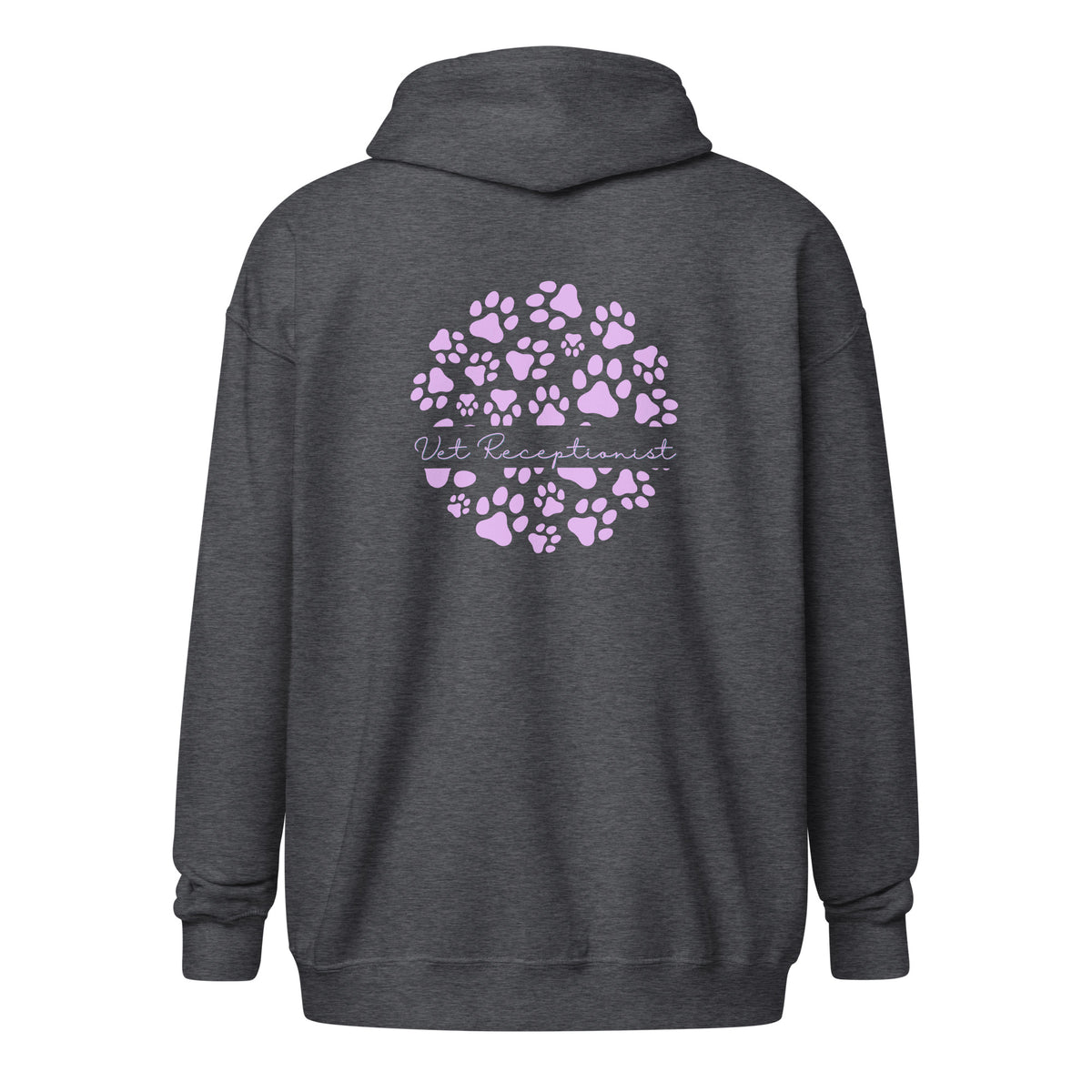 Vet Receptionist circle paws pattern Unisex Zip Hoodie-I love Veterinary