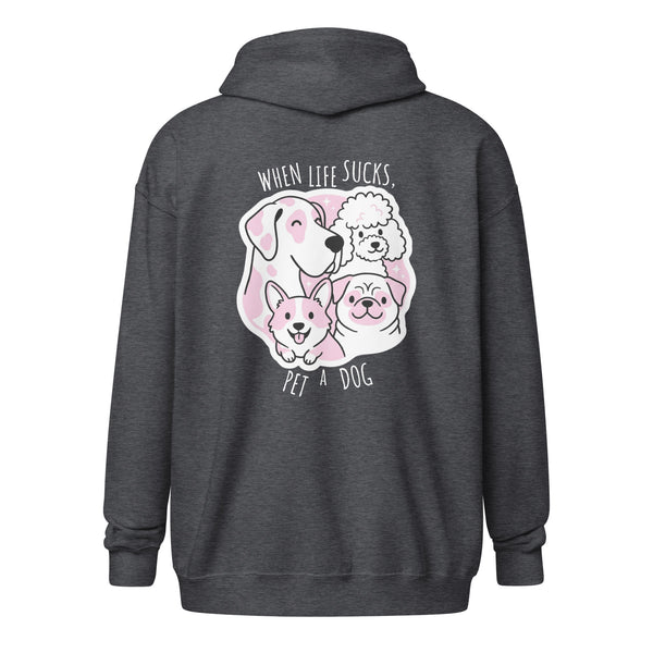 When life sucks pet a dog Unisex Zip Hoodie-I love Veterinary