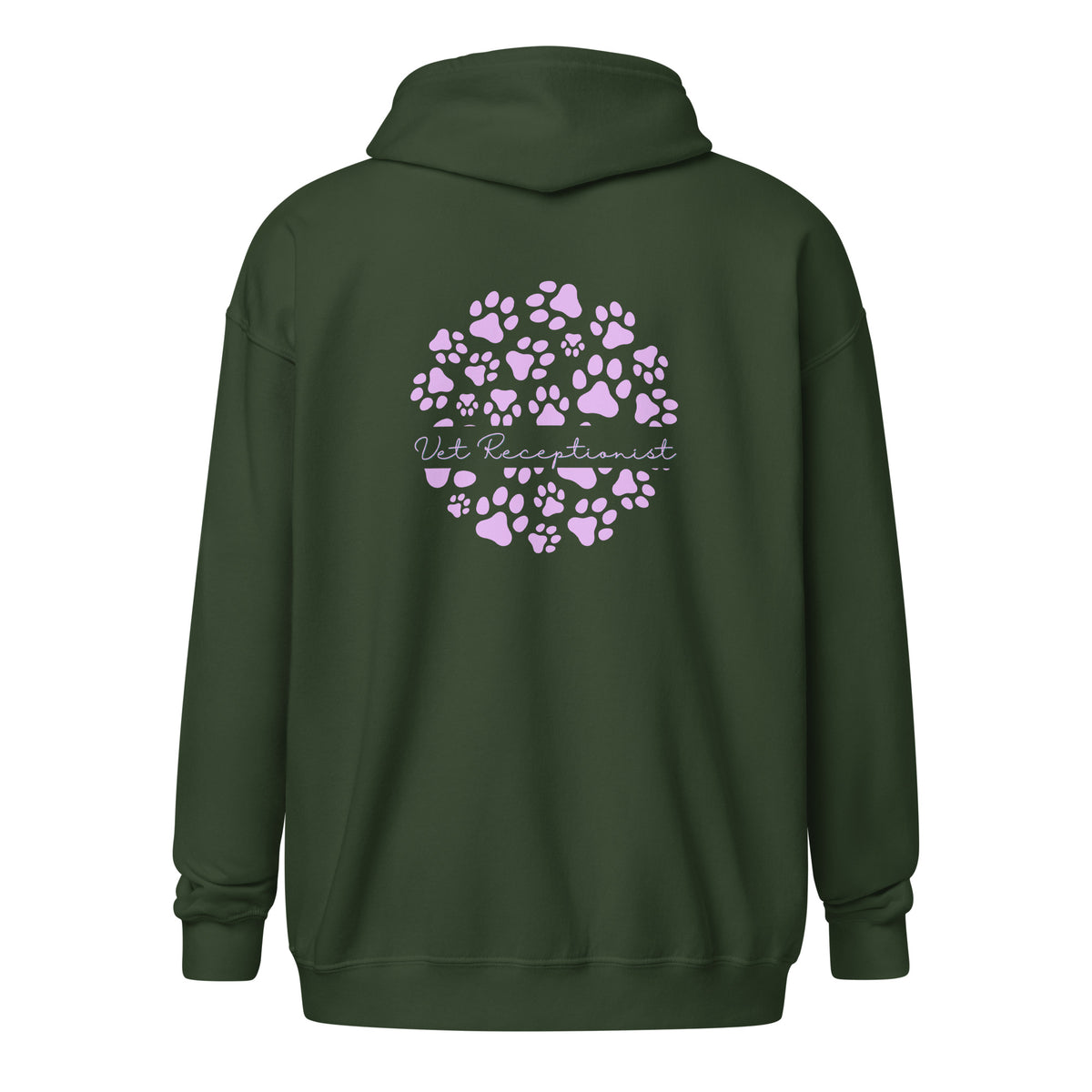 Vet Receptionist circle paws pattern Unisex Zip Hoodie-I love Veterinary