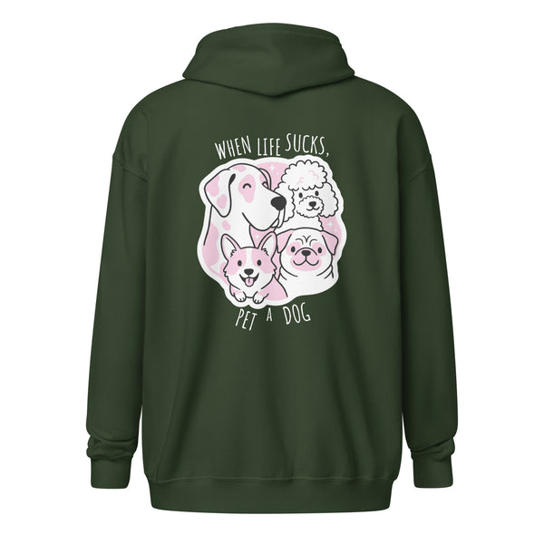 When life sucks pet a dog Unisex Zip Hoodie-I love Veterinary