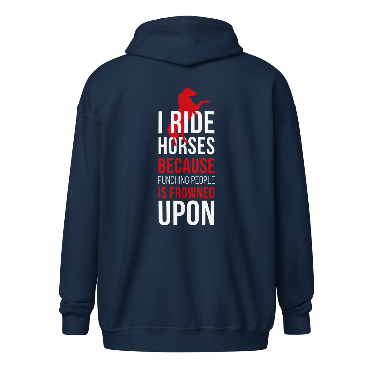 I ride Horses because punching people is frowned upon Unisex heavy blend zip hoodie-Unisex Zip Hoodie | Gildan 18600-I love Veterinary