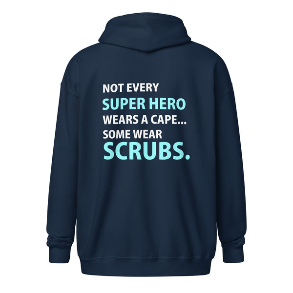 Not every super hero wears a cape... Some wear scrubs Unisex Zip Hoodie-Unisex Zip Hoodie | Gildan 18600-I love Veterinary