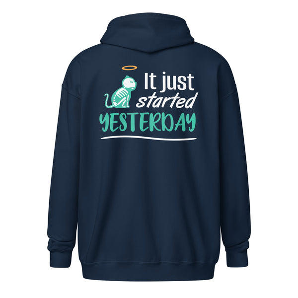 It just started yesterday Unisex heavy blend zip hoodie-Unisex Zip Hoodie | Gildan 18600-I love Veterinary