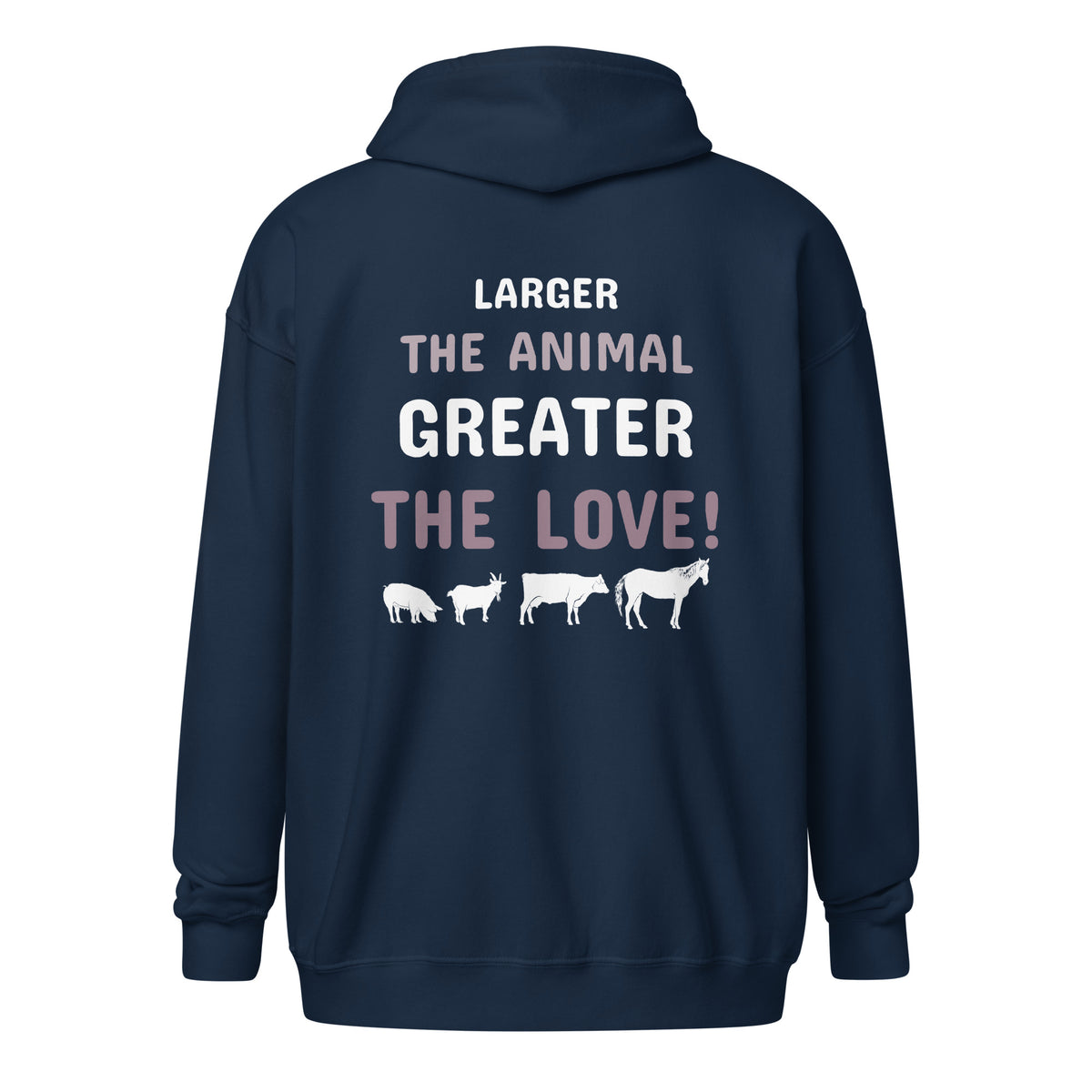 Larger the animal- Greater the love! Unisex Zip Hoodie-Unisex Zip Hoodie | Gildan 18600-I love Veterinary