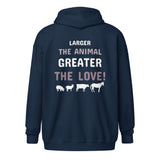 Larger the animal- Greater the love! Unisex Zip Hoodie-Unisex Zip Hoodie | Gildan 18600-I love Veterinary