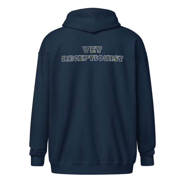 Vet Receptionist Typography Unisex Zip Hoodie-Unisex Zip Hoodie | Gildan 18600-I love Veterinary