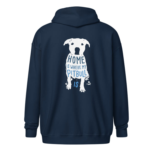 Home is where my Pitbull is Unisex Zip Hoodie-Unisex Zip Hoodie | Gildan 18600-I love Veterinary