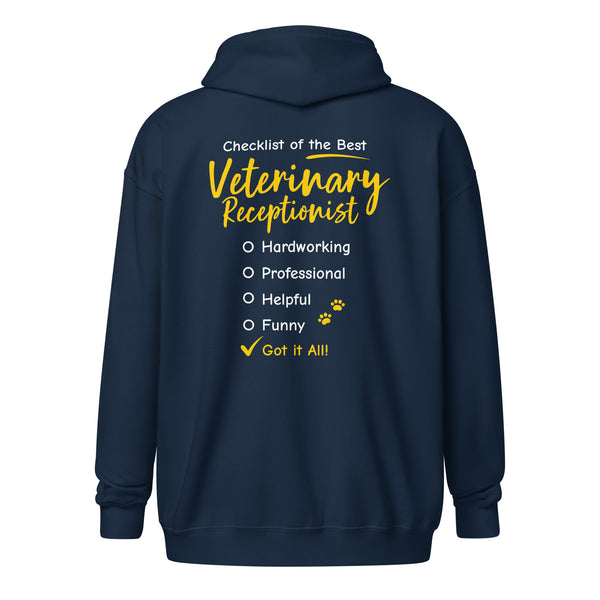 Veterinary Receptionist checklist Zip Hoodie-I love Veterinary
