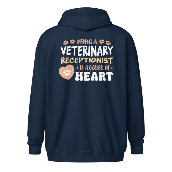 Veterinary receptionist work of heart Zip Hoodie-I love Veterinary