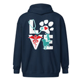Personalize with your name - Love Dog and Cat Unisex heavy blend zip hoodie-Heavy Blend Adult Zip Hoodie | Gildan G18600-I love Veterinary