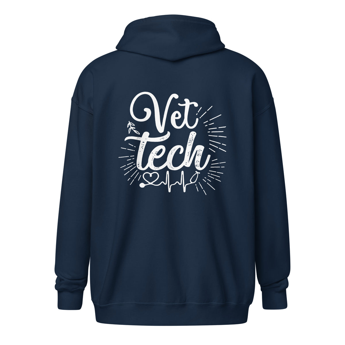 Vet Tech Stethoscope Pulse Unisex Zip Hoodie-I love Veterinary