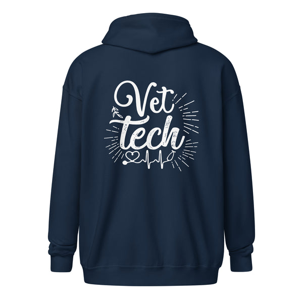 Vet Tech Stethoscope Pulse Unisex Zip Hoodie-I love Veterinary