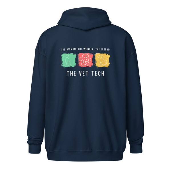The woman, the wonder, the legend - the Vet Tech Unisex Zip Hoodie-I love Veterinary